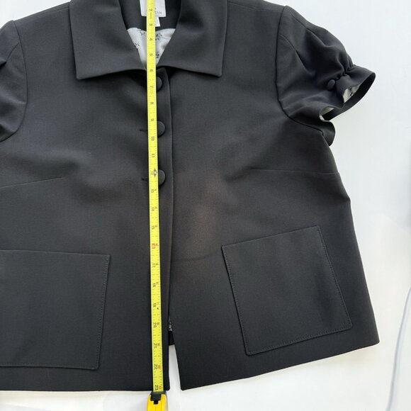 Tristan Cropped Black Blazer Short Sleeves Dark Academia Sz 14 Vintage - Picture 9 of 13